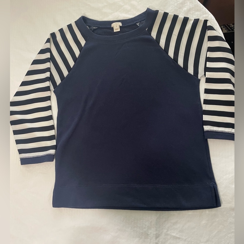 J. Crew Navy and White Striped Navy Sweatshirt